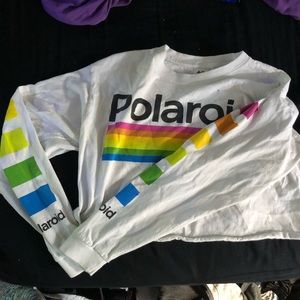 white Polaroid crop top long sleeve